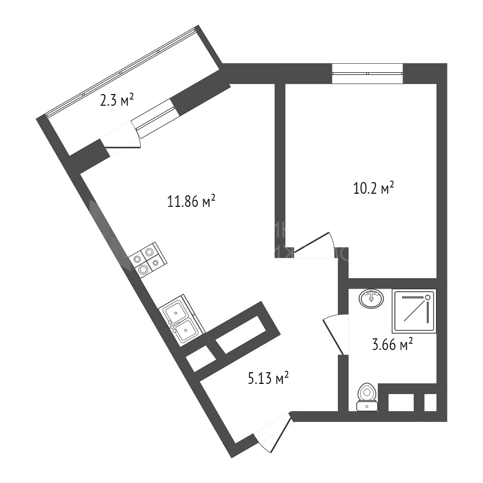 Однокомнатная Квартира 31 м² по цене 3600000 руб., Меридиан Запад ДОК в ...