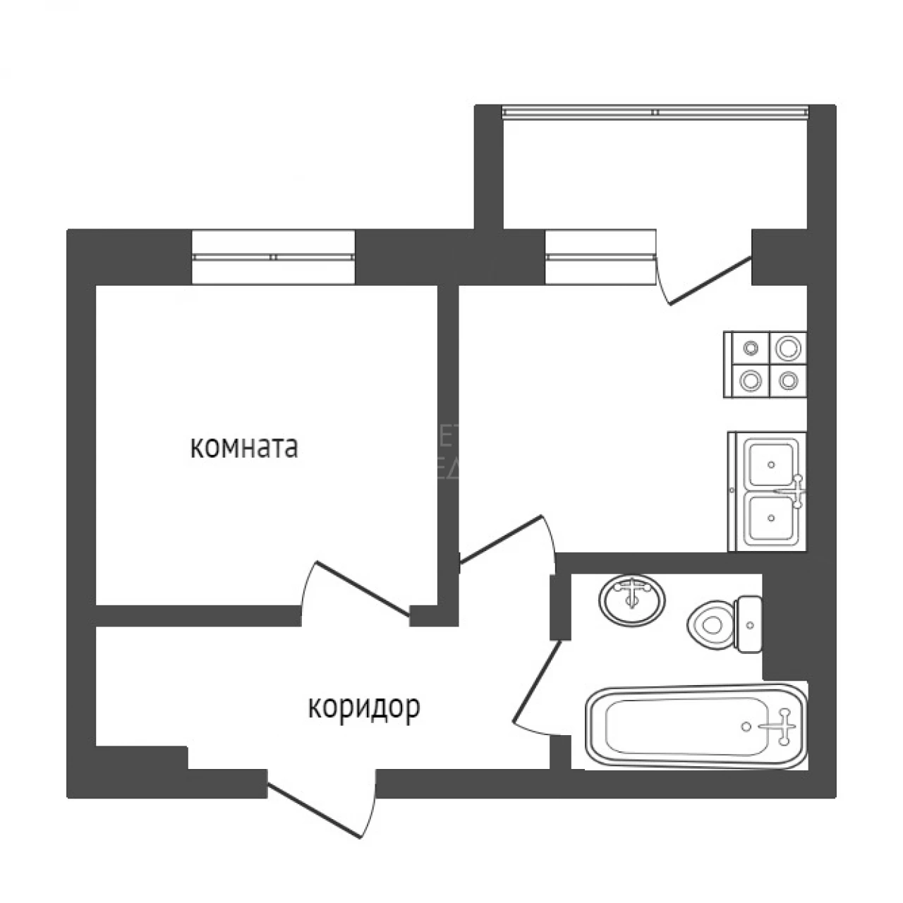 Купить Однокомнатная Квартира 28 м² по адресу Тюменский р-н, рп Богандинский,  ул Мира, д 5А по цене 1800000 руб. на сайте Metrika.com, объявление №  1371580