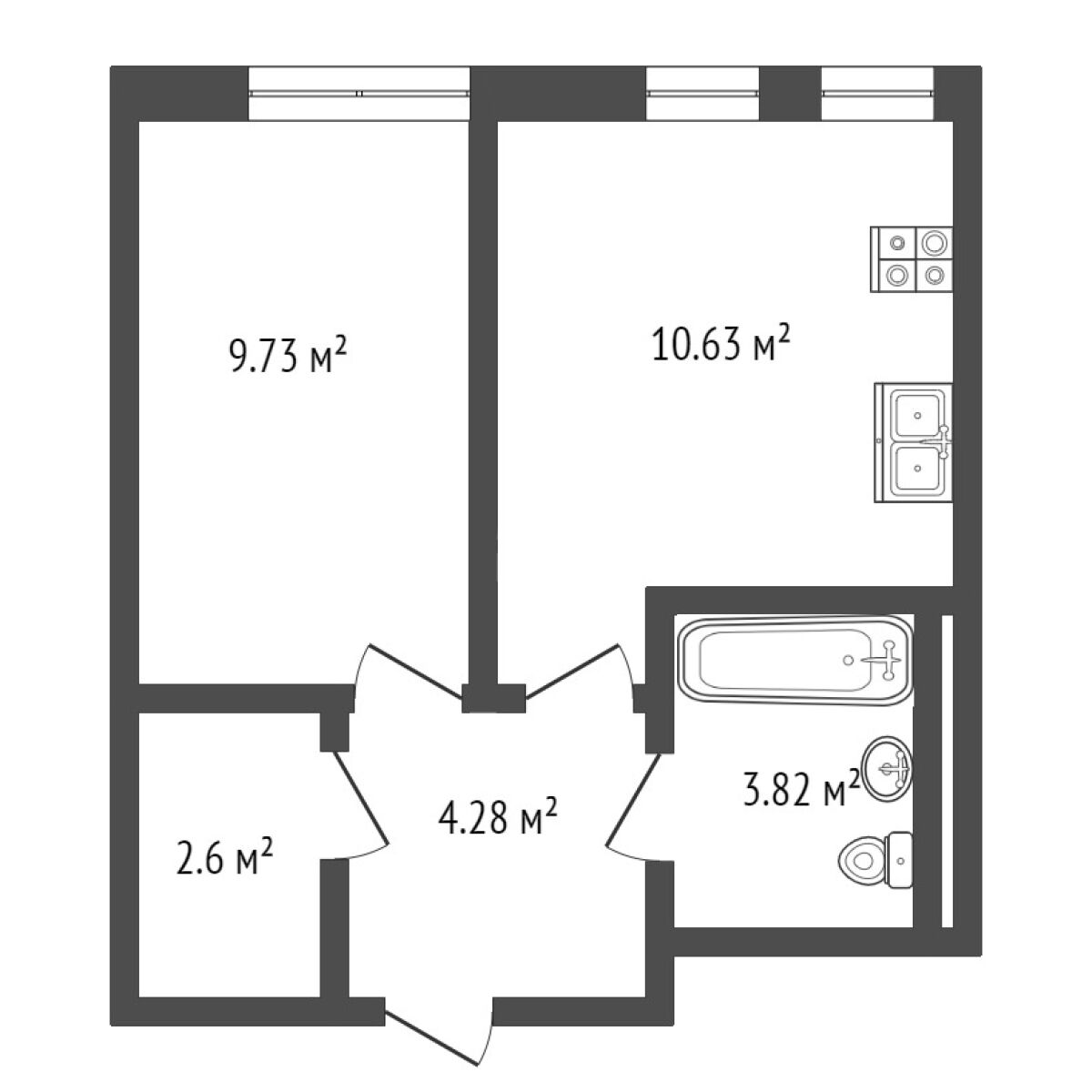 Однокомнатная Квартира 30 м² по цене 4300000 руб., Чаркова 72 Мыс в ...
