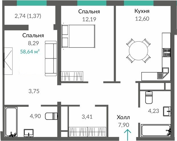 Объект недвижимости планировка 7324755